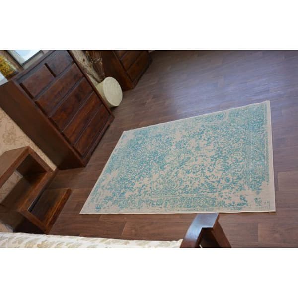 Matta VINTAGE 22208/054 turkos / grädde classic rosette, 140x200 cm