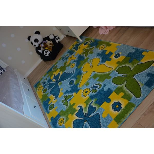 Lasten Matto Perhonen sininen C429, 160x220 cm