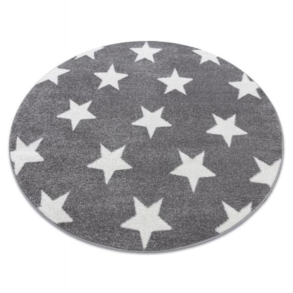 Matta SKETCH cirkel - FA68 grå/vit - Stars, cirkel 140 cm