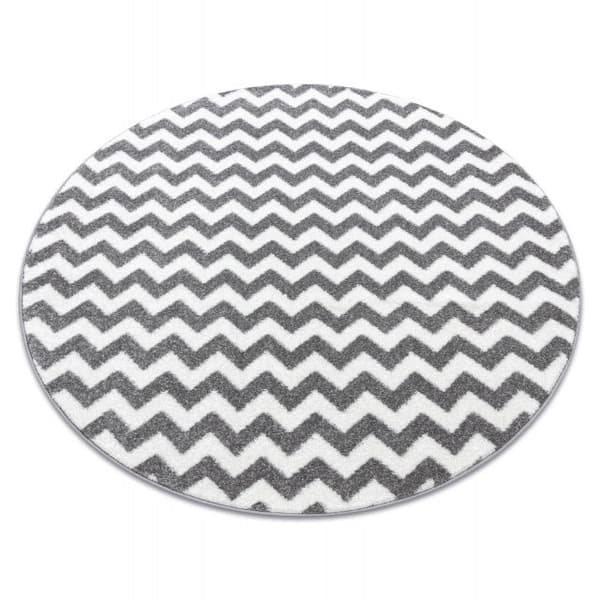 Matta SKETCH cirkel - F561 grå/vit - Zigzag, cirkel 100 cm