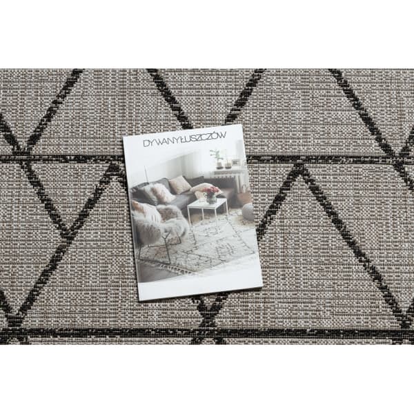 Sisaltæppe SISAL FLOORLUX 20508 sølv / sort TRIANGLER, 240x330 cm