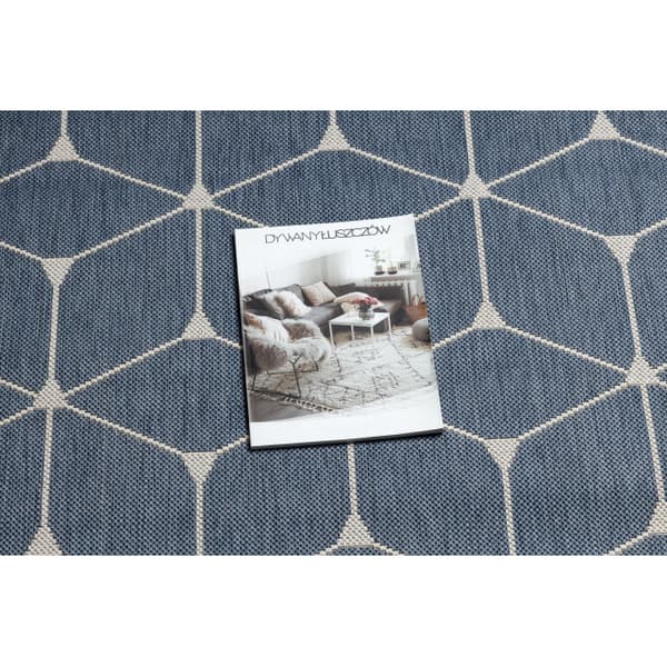 Matta FLAT 48721/591 SISAL - 3d kub blå, 140x200 cm