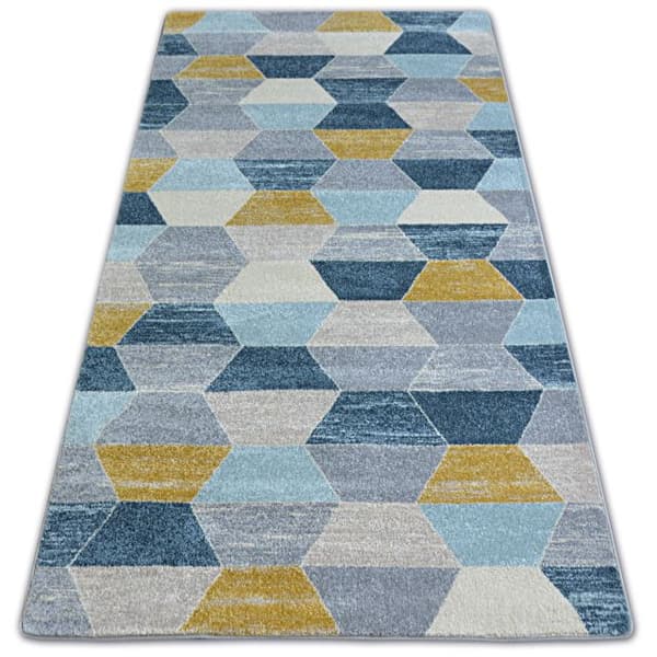 Matta NORDIC HEXAGON grå/blå G4596, 240x330 cm