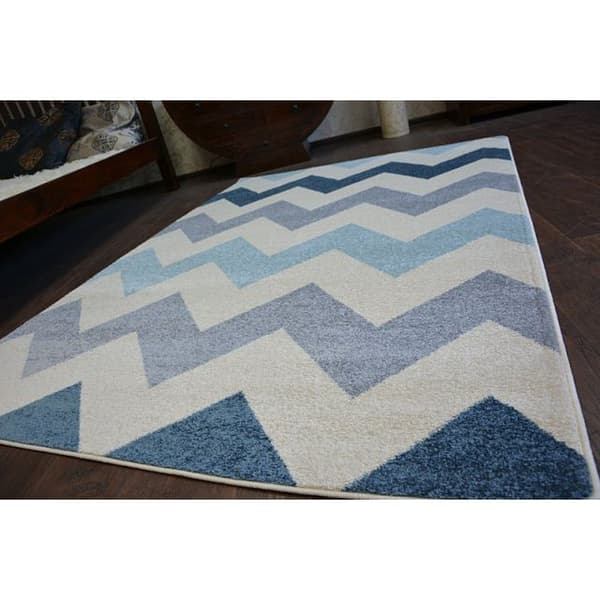 Matta NORDIC ZIGZAG blå FA66, 280x370 cm