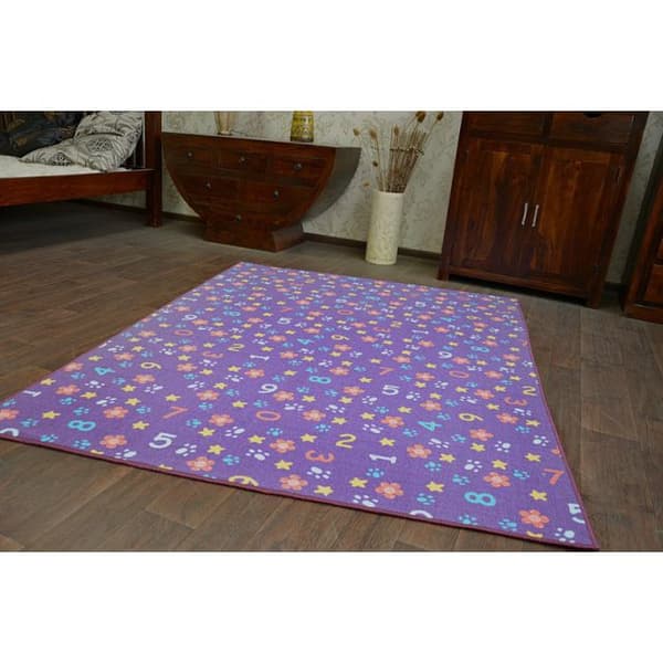 Matto lapsille Numerot violetti numerot, aakkoset, kirjaimet, 400x500 cm