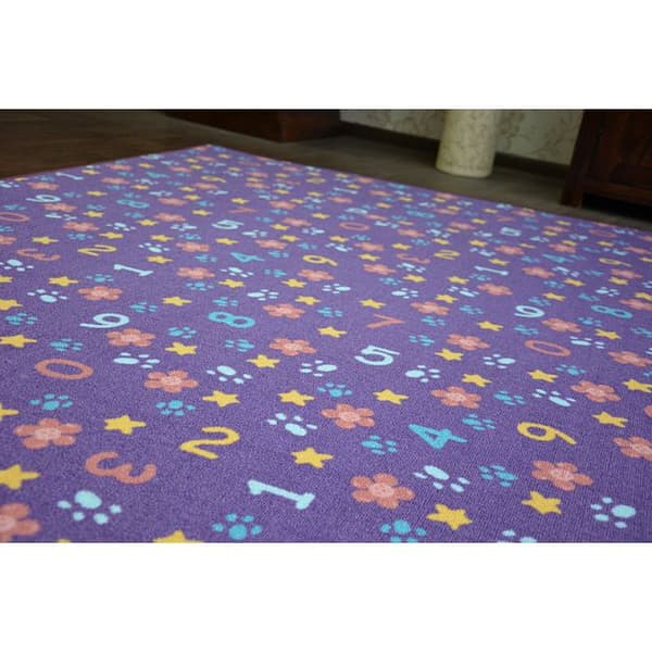 Matto lapsille Numerot violetti numerot, aakkoset, kirjaimet, 400x500 cm
