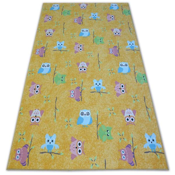 Matto lapsille OWLS keltainen Pöllöt, 100x150 cm