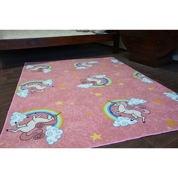 Inbyggd matta för barn UNICORN rosa, 300x300 cm