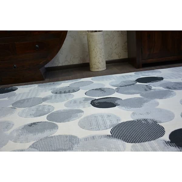 Matta SCANDI 18461/752 - CIRKEL CIRKELS grädde grå svart, 160x230 cm