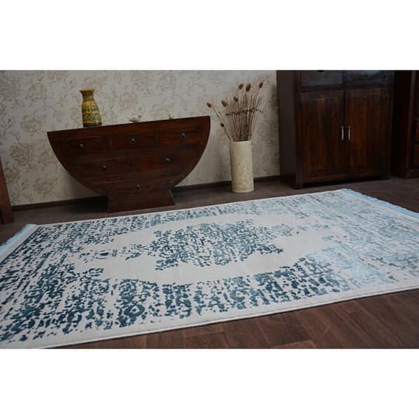 Matto AKRYYLI MANYAS 192AA Harmaa/Sininen tupsut, 80x300 cm