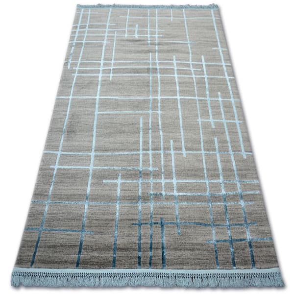 Matta ACRYLIC MANYAS 191AA Grey/Blå fringe, 80x150 cm