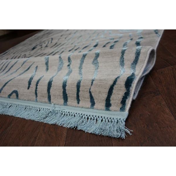 Matta ACRYLIC MANYAS 195AA Grey/Blå fringe, 80x150 cm