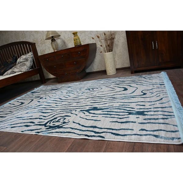 Matta ACRYLIC MANYAS 195AA Grey/Blå fringe, 80x150 cm