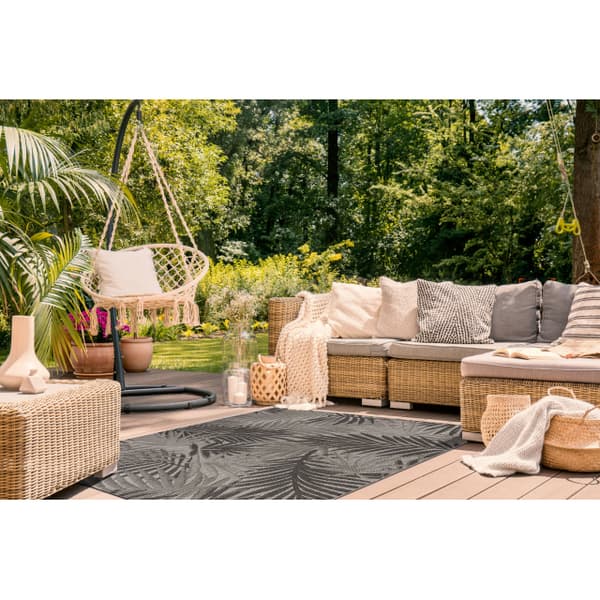 MATTA SIZAL FLOORLUX 20504 LÖV silver / svart JUNGLE, 160x230 cm