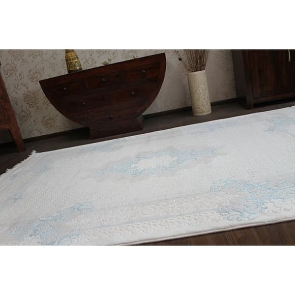 Tæppe ACRYL MIRADA 5417 blå ( Mavi ) kvaster, 100x300 cm
