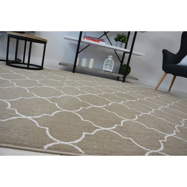 Tæppe SENSE Micro 81220 MAROKKANSK KLØVER beige/hvid TRELLIS, 80x150 cm