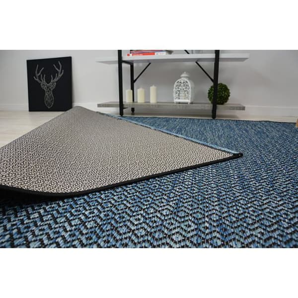 Sisaltæppe SISAL LOFT 21144 Roma ZIGZAG blå/sort/sølv, 80x150 cm