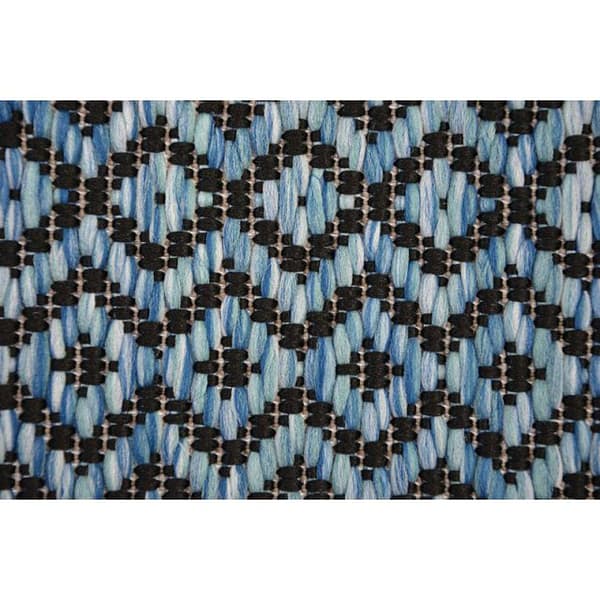 Sisaltæppe SISAL LOFT 21144 Roma ZIGZAG blå/sort/sølv, 80x150 cm