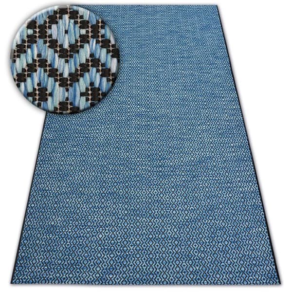 Sisaltæppe SISAL LOFT 21144 Roma ZIGZAG blå/sort/sølv, 80x150 cm