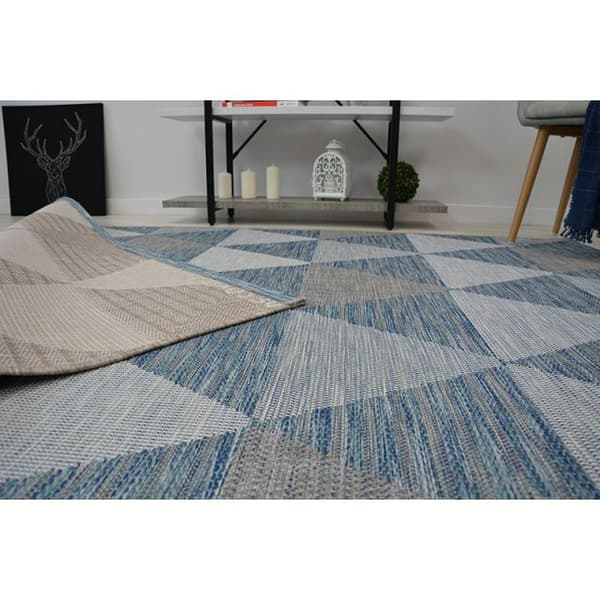 Matta SISAL LOFT 21132 TRIANGLER ivory/silver/blå, 80x150 cm