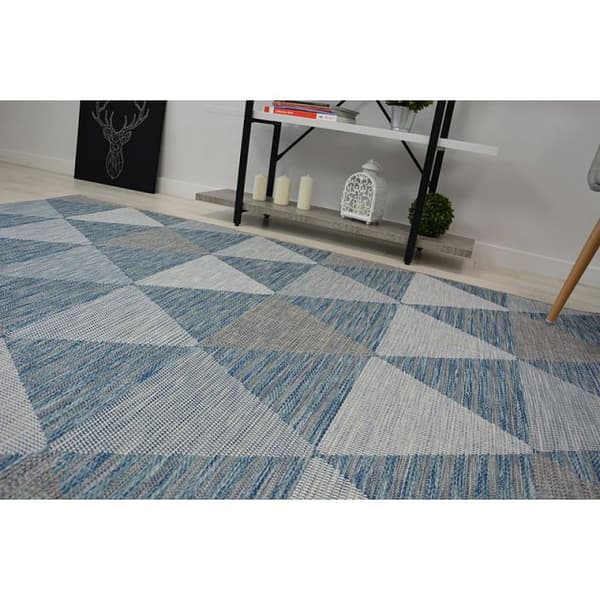Matta SISAL LOFT 21132 TRIANGLER ivory/silver/blå, 80x150 cm