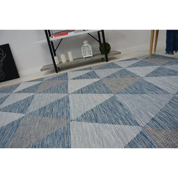 Matta SISAL LOFT 21132 TRIANGLER ivory/silver/blå, 160x230 cm