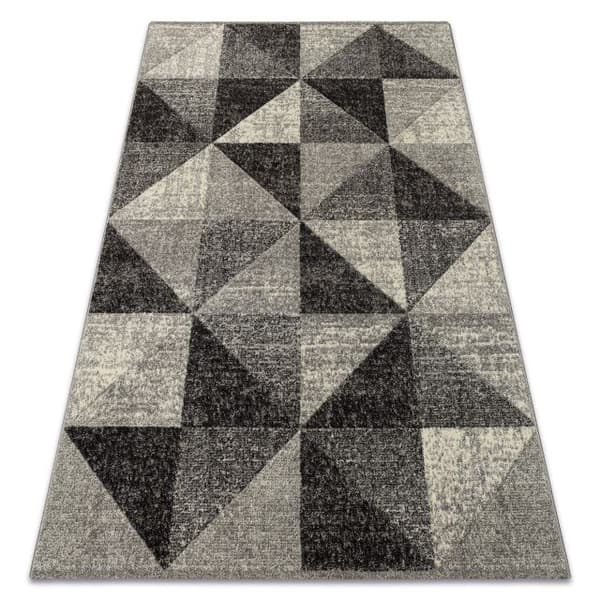 Matta FEEL 5672/16811 TRIANGLER grå / antracit / grädde, 140x190 cm