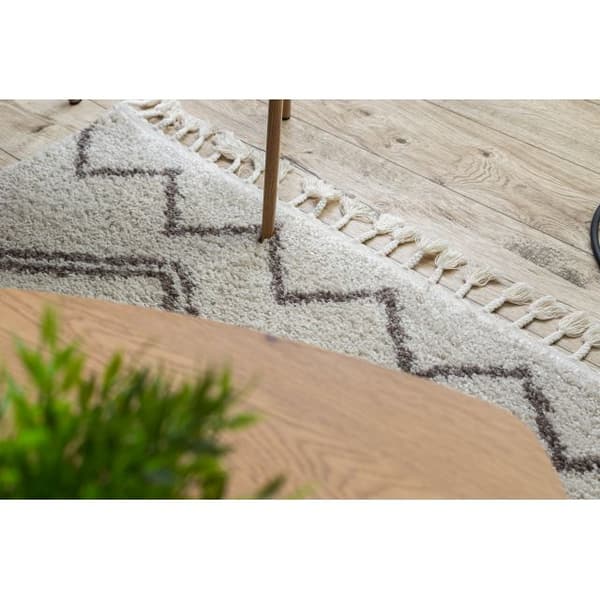 Tæppe BERBER ASILA B5970 fløde / brun kvaster berberi Marokkansk shaggy, 80x150 cm