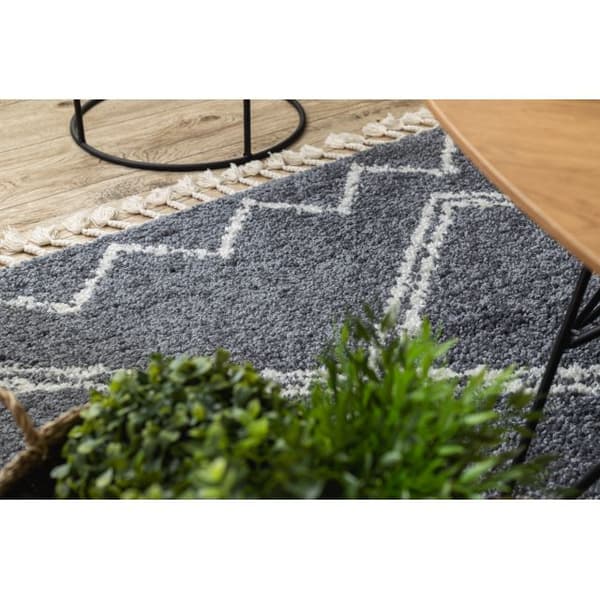 Tæppe BERBER ASILA B5970 grå / hvid kvaster berberi Marokkansk shaggy, 80x150 cm
