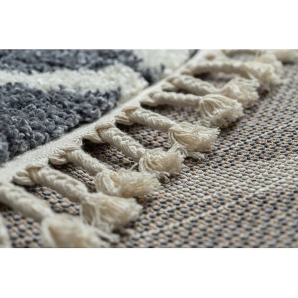 Matta BERBER CROSS B5950 grå / vit Fringe Berber marockansk shaggy, 200x290 cm