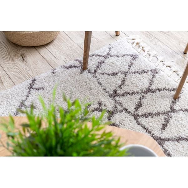 Matto BERBER FEZ G0535 kerma / ruskea Tupsut berbery Marokkolainen shaggy, 160x220 cm