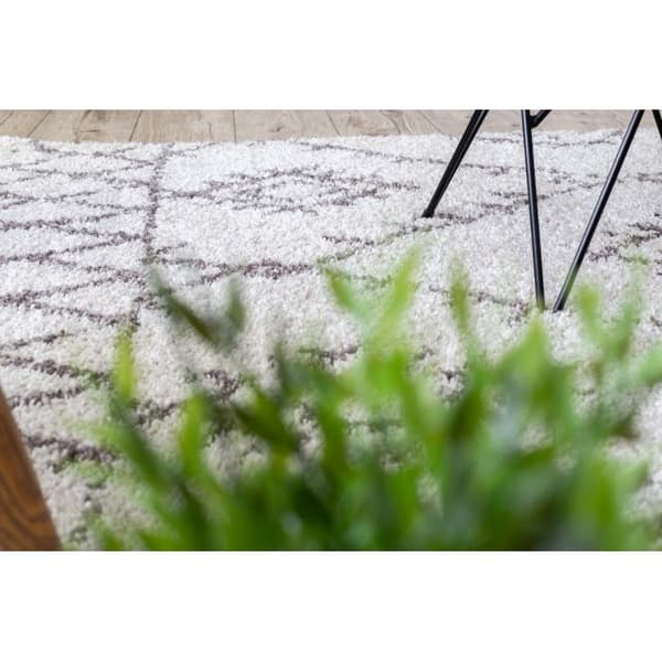 Matto BERBER FEZ G0535 kerma / ruskea Tupsut berbery Marokkolainen shaggy, 160x220 cm