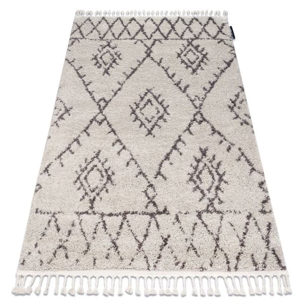 Matto BERBER FEZ G0535 kerma / ruskea Tupsut berbery Marokkolainen shaggy, 200x290 cm