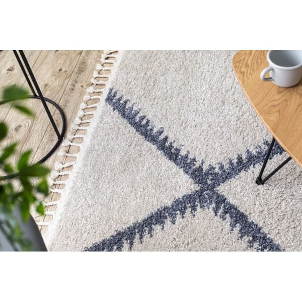 Matta BERBER MEKNES B5910 grädde / grå Fringe Berber marockansk shaggy, 80x150 cm