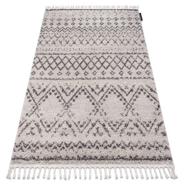 Matto BERBER RABAT G0526 kerma / ruskea Tupsut berbery Marokkolainen shaggy, 160x220 cm