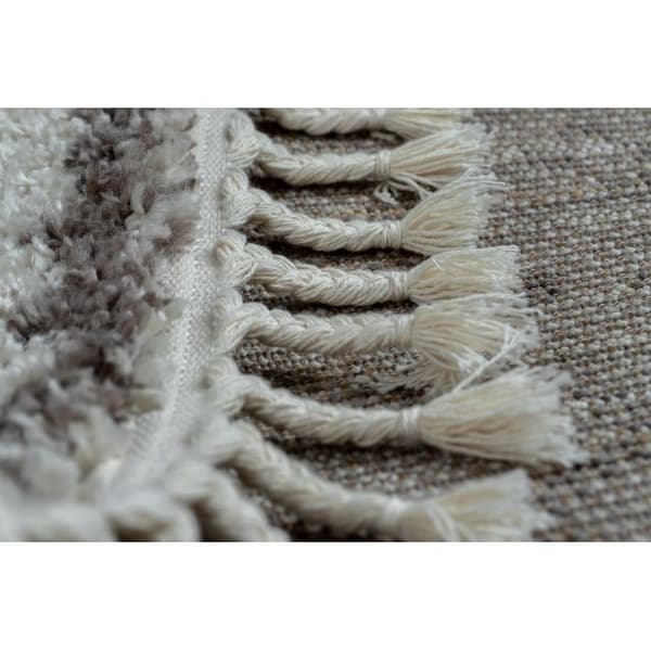 Matto BERBER RABAT G0526 kerma / ruskea Tupsut berbery Marokkolainen shaggy, 200x290 cm