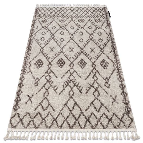 Matto BERBER TANGER B5940 kerma / ruskea Tupsut berbery Marokkolainen shaggy, 200x290 cm