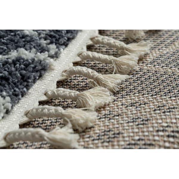 Tæppe BERBER TANGER B5940 grå / hvid kvaster berberi Marokkansk shaggy, 160x220 cm