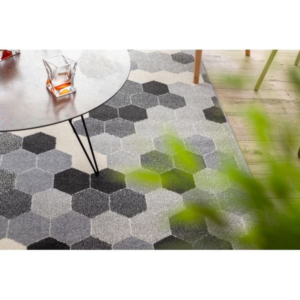 Matta HEOS 78537 grå / grädde HEXAGON, 190x270 cm