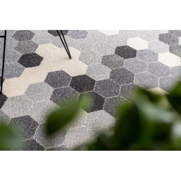 Matta HEOS 78537 grå / grädde HEXAGON, 190x270 cm