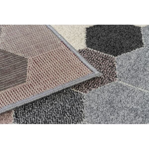 Matta HEOS 78537 grå / rosa / grädde HEXAGON, 160x220 cm