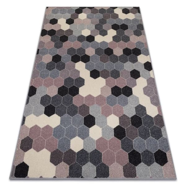 Matta HEOS 78537 grå / rosa / grädde HEXAGON, 160x220 cm