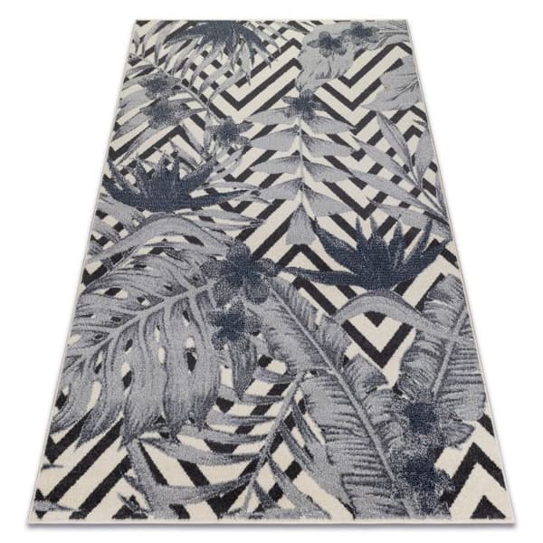 Matta HEOS 78540 grädde / blå LÖV JUNGLE, 120x170 cm