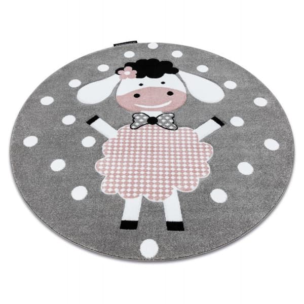 Tæppe PETIT DOLLY får hjul grå, cirkel 140 cm