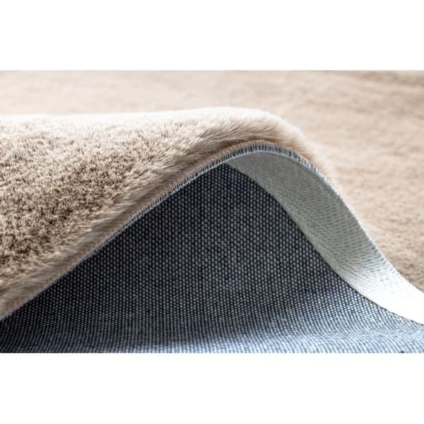 Tæppe BUNNY hjul taupé beige IMITERET KANINPELS, cirkel 100 cm