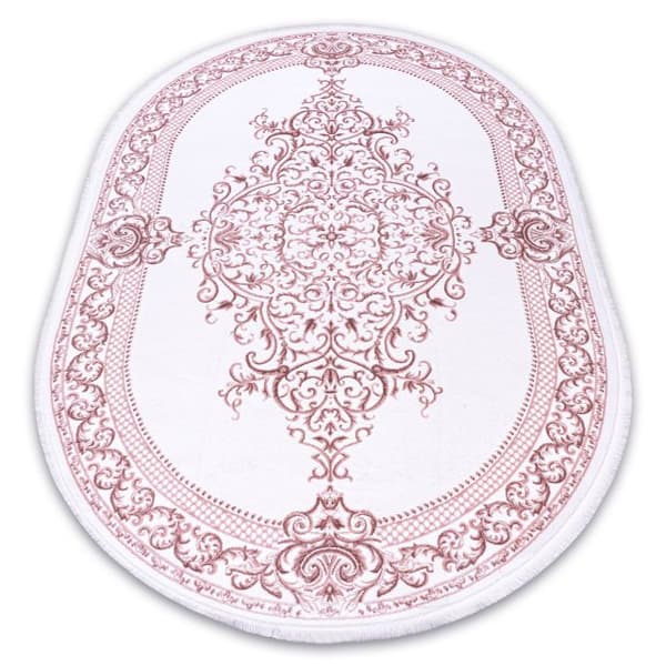 Matta ACRYLIC DIZAYN oval 142 ivory / rosa, 80x300 cm