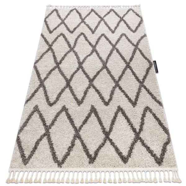 Matta BERBER BENI grädde Fringe Berber marockansk shaggy, 140x190 cm