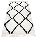 Miniatyrbild 1 av 5: Matta BERBER CROSS vit Fringe Berber marockansk shaggy, 140x190 cm