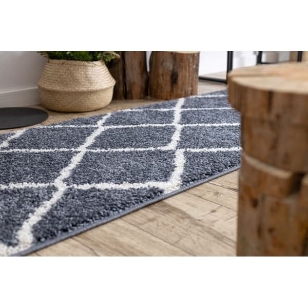 Matta, Löpare  BERBER CROSS grå - för kök, korridor och hall, 80x300 cm