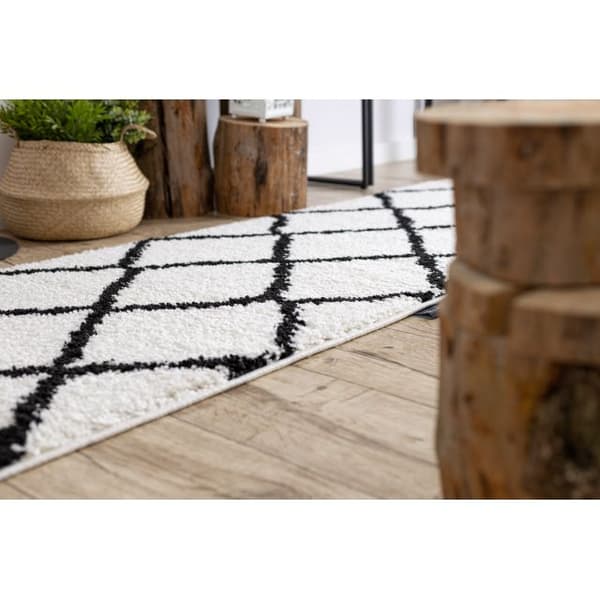 Matta, Löpare  BERBER CROSS vit - för kök, korridor och hall, 60x300 cm